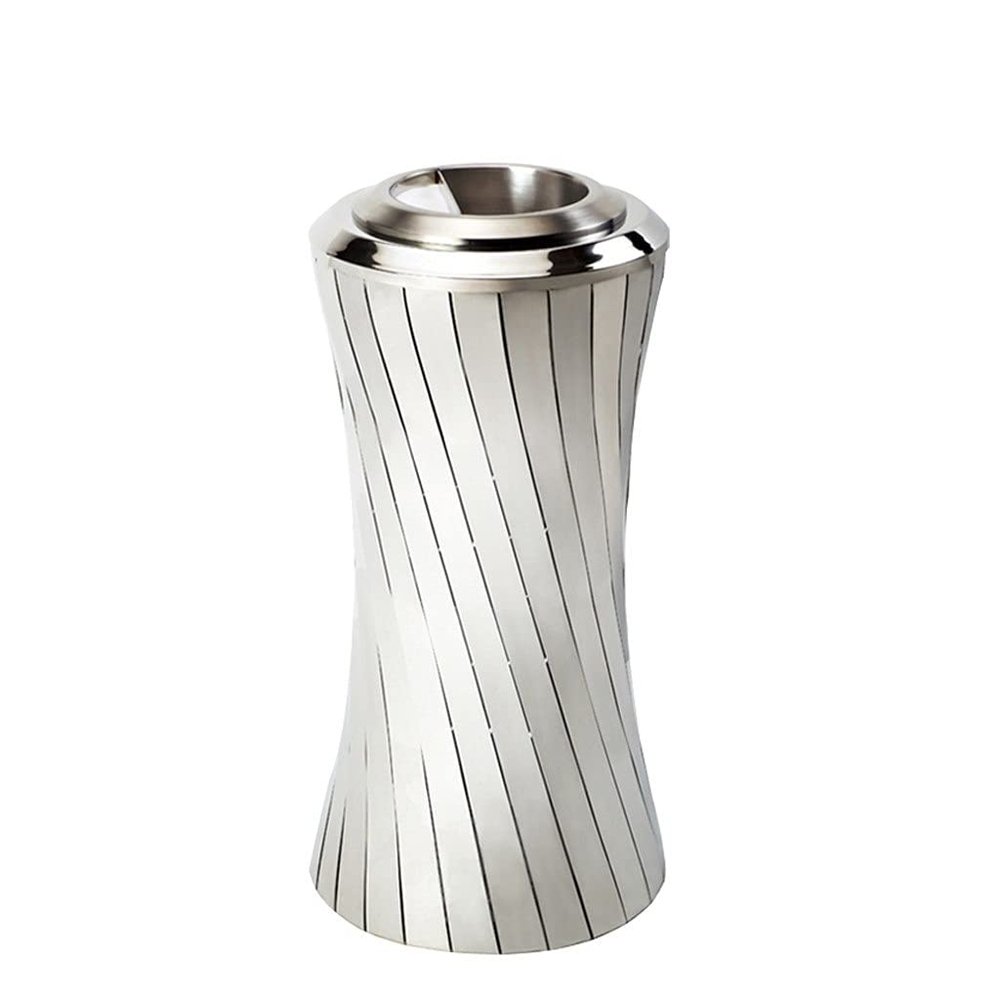 YKHB Stainless Steel Outdoor Dustbins Trash Can Bins Round Hotel Lobby Storage Rubbish Bins Garbage Wheelie Bins Waste (Color : A)