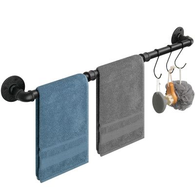 Jeasor Industrial Pipe Towel Rack Towel Bar, Heavy Duty Wall Mounted Rustic Farmhouse Bath Towel Holder for Bathroom (Black, 42 inch)