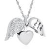 shajwo Cremation Jewelry Angel Wing Heart Urn Necklaces for Ashes for Women Men Keepsake Memorial Ashes Pendant,Silver view 1