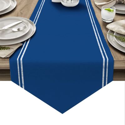 HERBED Table Runner 72 inches Long Solid Color Navy Blue Non-Slip Washable Burlap Table Linens for Family Dinner, Outdoor or Indoor Parties, Wedding, Gathering Table Decorations