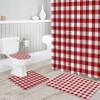 4 Pcs Shower Curtain Sets Red White Buffalo Plaid Check Waterproof Bathroom Set with Non-Slip Rugs Toilet Lid Cover Bath Mat, Vintage Farmhouse Shower Curtain with Hooks -36x72 inch, Small view 3