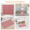 4 Pcs Shower Curtain Sets Red White Buffalo Plaid Check Waterproof Bathroom Set with Non-Slip Rugs Toilet Lid Cover Bath Mat, Vintage Farmhouse Shower Curtain with Hooks -36x72 inch, Small view 4