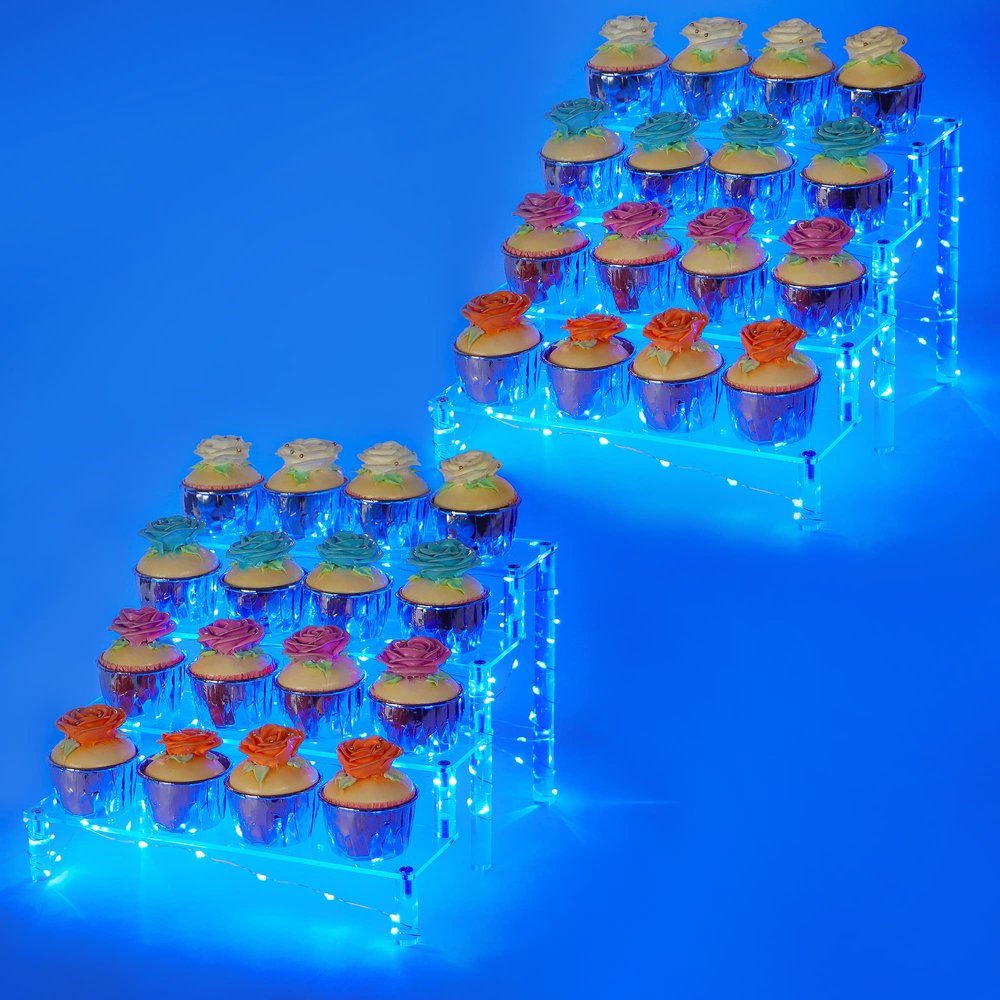 Display Shelf Cake Stand 4 Tier Shelf Cupcake Stand Multifunctional and Durable Acrylic Stand Mounting Hardware Included Ideal for Desserts, Cosmetics, Glassware, Figurines