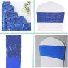 Dimatic Pack of 50 Stretch Sequin Chair Sashes Chair Bands One-Sided Sequins Decor for Hotel Wedding Reception Events Party Chair Cover Decoration (Blue) view 4