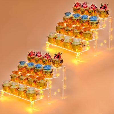 Display Shelf Cake Stand 4 Tier Shelf Cupcake Stand Multifunctional and Durable Acrylic Stand Mounting Hardware Included Ideal for Desserts, Cosmetics, Glassware, Figurines