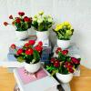 Artificial Plants Bonsai Rose Desktop Ornaments Plastic Decorating Simulated Potted Flowers for Party Wedding Home Decor - Rose Red view 2