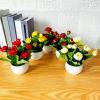 Artificial Plants Bonsai Rose Desktop Ornaments Plastic Decorating Simulated Potted Flowers for Party Wedding Home Decor - Rose Red view 3
