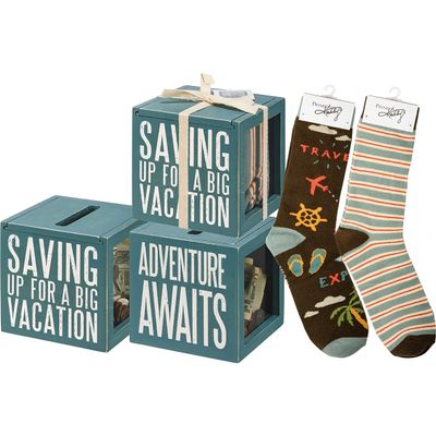 Bank & Socks Set - Saving Up For A Big Vacation