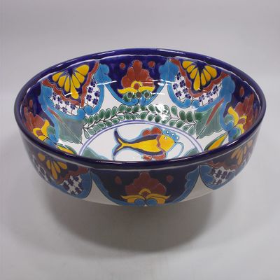 17" TALAVERA SINK drop in (semi-recessed) mexican handmade hand painted ceramic