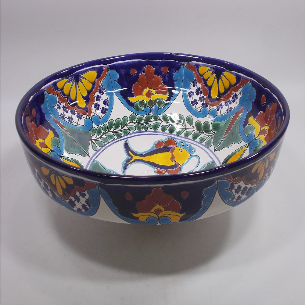 17" TALAVERA SINK drop in (semi-recessed) mexican handmade hand painted ceramic