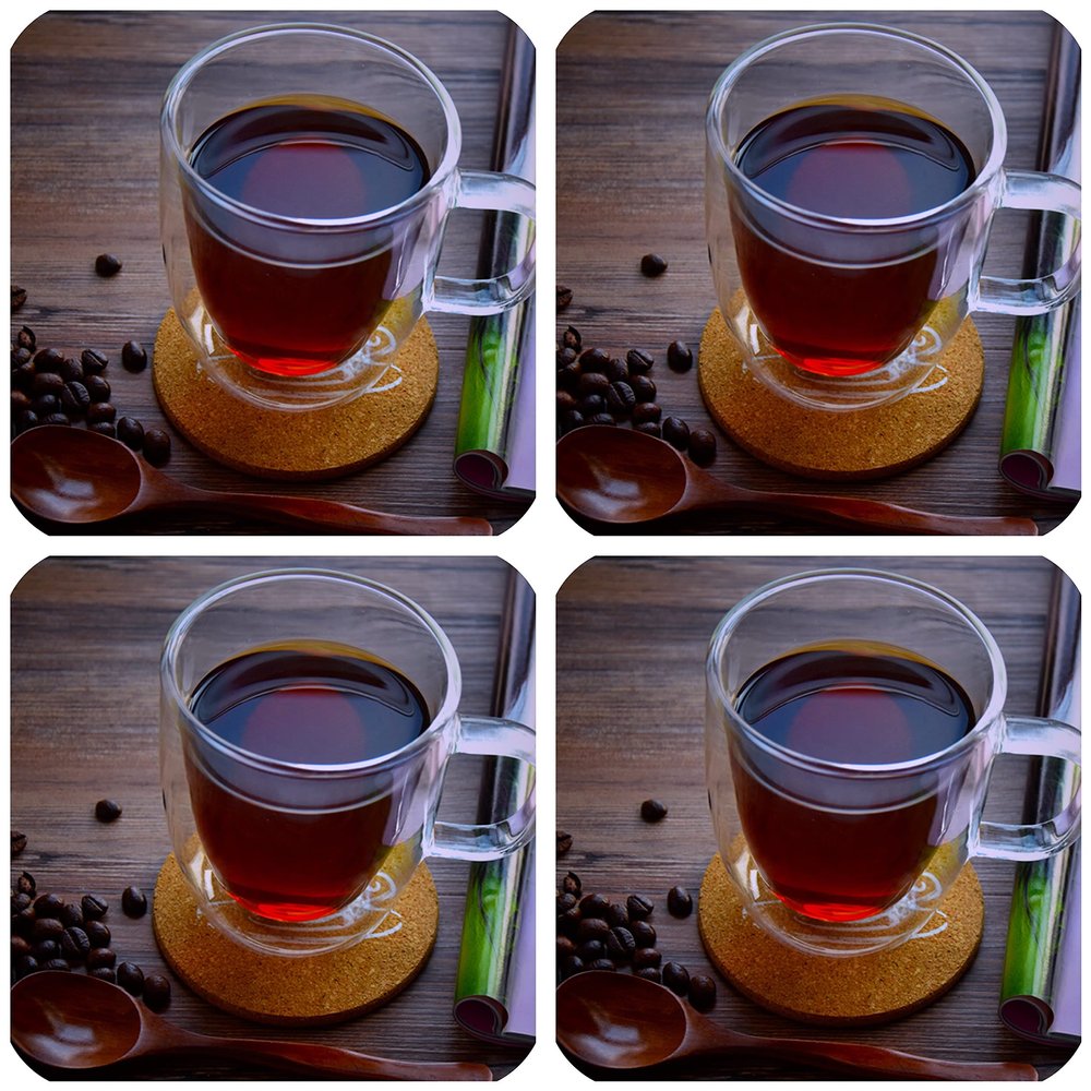 12 Ounce Large Coffee Mugs (Set of 4), Double-Wall Insulated Glass Espresso Mugs (Set of 4) with Handle, Bistro Hot or Cold Coffee, Latte, Cappuccino, Tea, Juice, Beverage cup