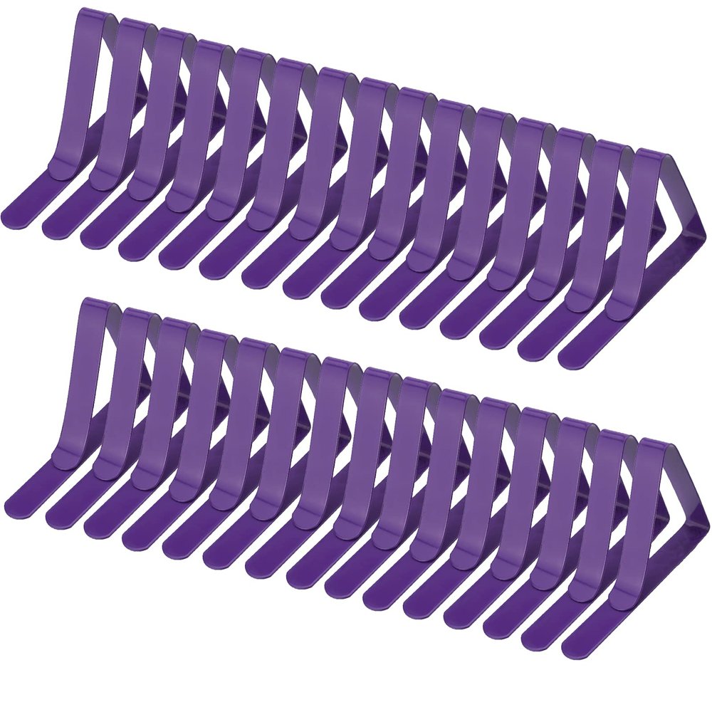 tooloflife Picnic Tablecloth Clips, Stainless Steel Table Cloth Holders Picnic Home Table Cover Clamps for Home Kitchen Picnics Garden Wedding Party Purple 30PCS