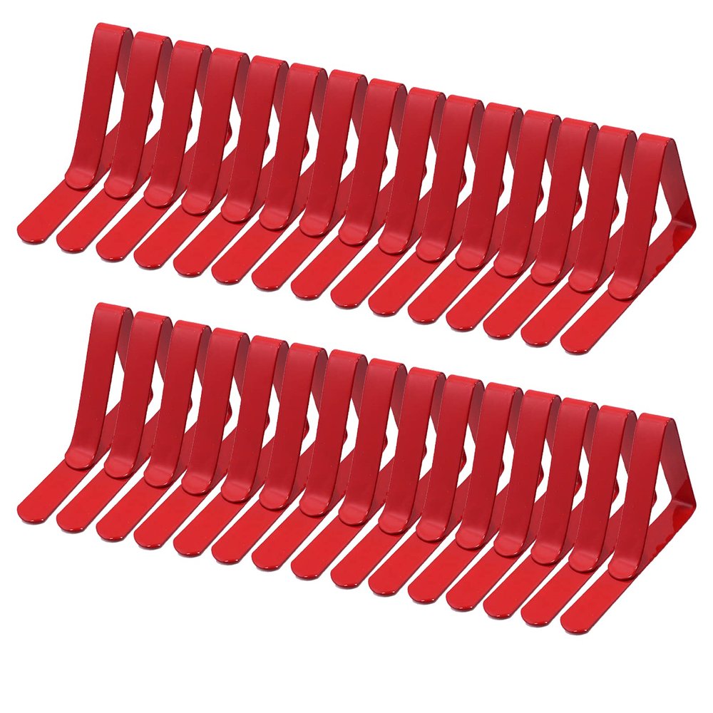 tooloflife Picnic Tablecloth Clips, Stainless Steel Table Cloth Holders Picnic Home Table Cover Clamps for Home Kitchen Picnics Garden Wedding Party Red 30PCS