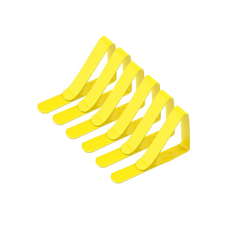 tooloflife Picnic Tablecloth Clips, Stainless Steel Table Cloth Holders Picnic Home Table Cover Clamps for Home Kitchen Picnics Garden Wedding Party Yellow 6PCS