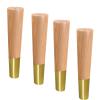 NWB 4Pcs Solid Wood Furniture Legs,Solid Wood Tapered M8 Replacement Furniture Feet with Gold Foot,4" 5" 6" 7" Couch Legs, for Couch Dresser Sideboard Recliner Couch Circle Chair view 1