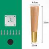 NWB 4Pcs Solid Wood Furniture Legs,Solid Wood Tapered M8 Replacement Furniture Feet with Gold Foot,4" 5" 6" 7" Couch Legs, for Couch Dresser Sideboard Recliner Couch Circle Chair view 2