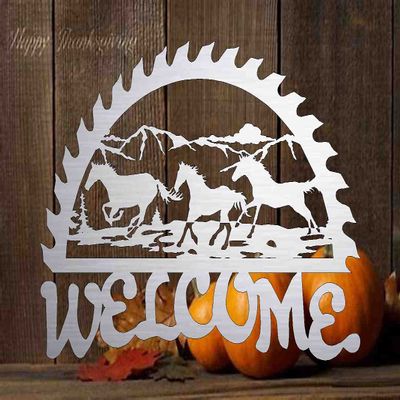 36" Metal Sign with WELCOME horse scene