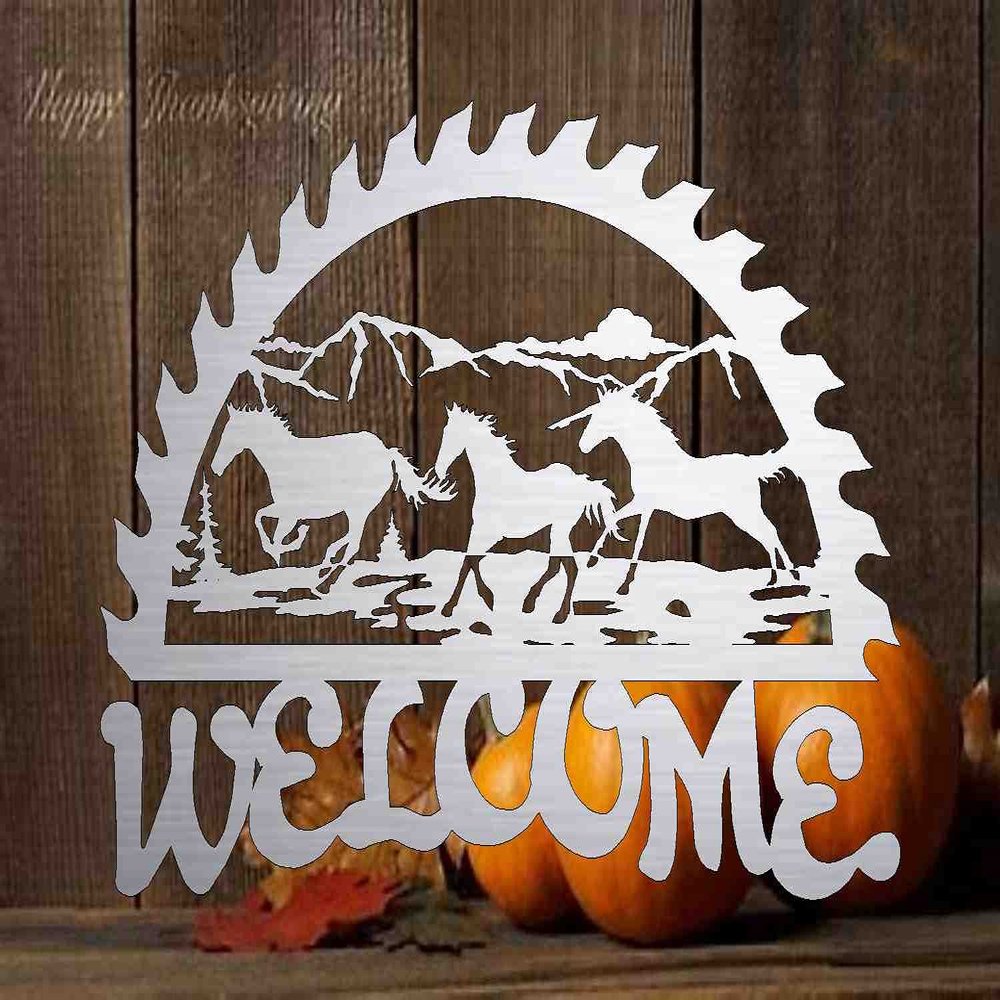 36" Metal Sign with WELCOME horse scene