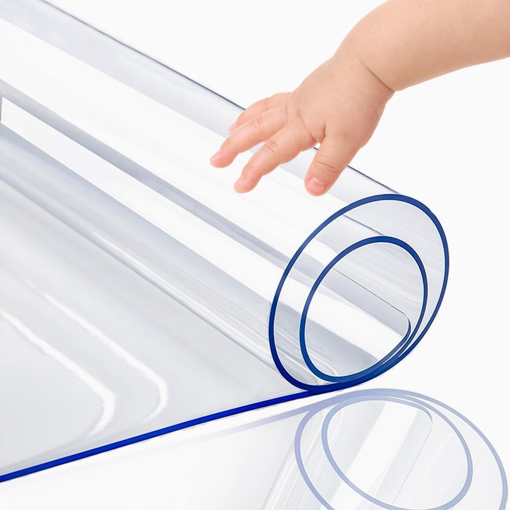 2 Sets Upgraded Version Clear Table Pad 24x24 Inch Rectangular Transparent Desk Protector Mat Plastic Tablecloths PVC Desk Blotter Table Cover for Side End Table Night Stand Dresser Dining Room Table