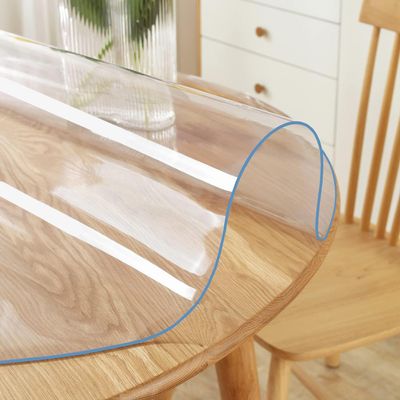 34 Inch Dia Round Clear Dining Room Tablecloth PVC Plastic Table Cover Protector Waterproof Heat Resistant Easy Clean Clear Vinyl Table Pad Mat for Wood Marble Glass Furniture Tabletop 1.5mm Thick