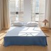 BISELINA French Linen Bed Skirt with Pleated Corner 22-Inch Tailored Drop Natural Flax Cotton Blend Basic Dust Ruffle Soft Cozy Farmhouse Bedding (22" King, Basic Navy Blue) view 1