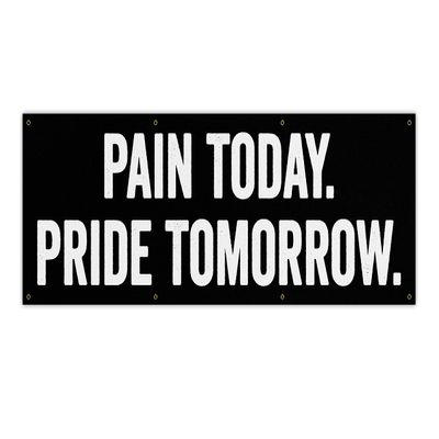 Damdekoli Pain Today Pride Tomorrow Banner - Motivational Home Gym Decor - Large Quote Wall Art - Weightlifting - Inspirational (48 x 16 Inches)