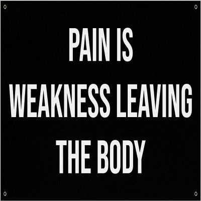 Damdekoli Pain Is Weakness Leaving The Body Banner - Home Gym Decor - Large Motivational Quote Wall Art - Inspirational Print - Basement - Garage (24 x 36 Inches)