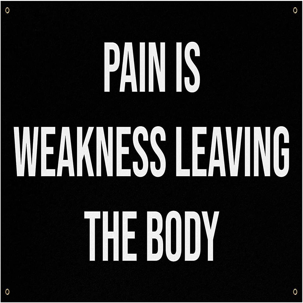 Damdekoli Pain Is Weakness Leaving The Body Banner - Home Gym Decor - Large Motivational Quote Wall Art - Inspirational Print - Basement - Garage (24 x 36 Inches)