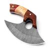 Bushcraft Custom Handmade Damascus Steel Ulu Knife - Alaskan Ulu Knife With Sheath - Multi-Purpose Alloy Steel Knife For Skinning, Hunting, Chopping, (Rose Wood & Olive) view 2