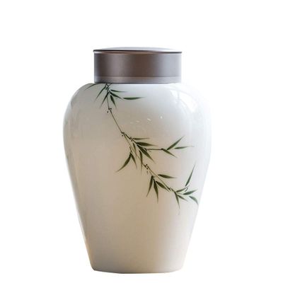 Cremation Urns Funeral Urn Keepsake Urns for Human Urns for Ashes Adult Mum Urns Caskets for Cremation Ashes Garden Urns and Planters Urns Cat Hand-painted Bamboo, Ceramics, Fired at 1300, Small Fres