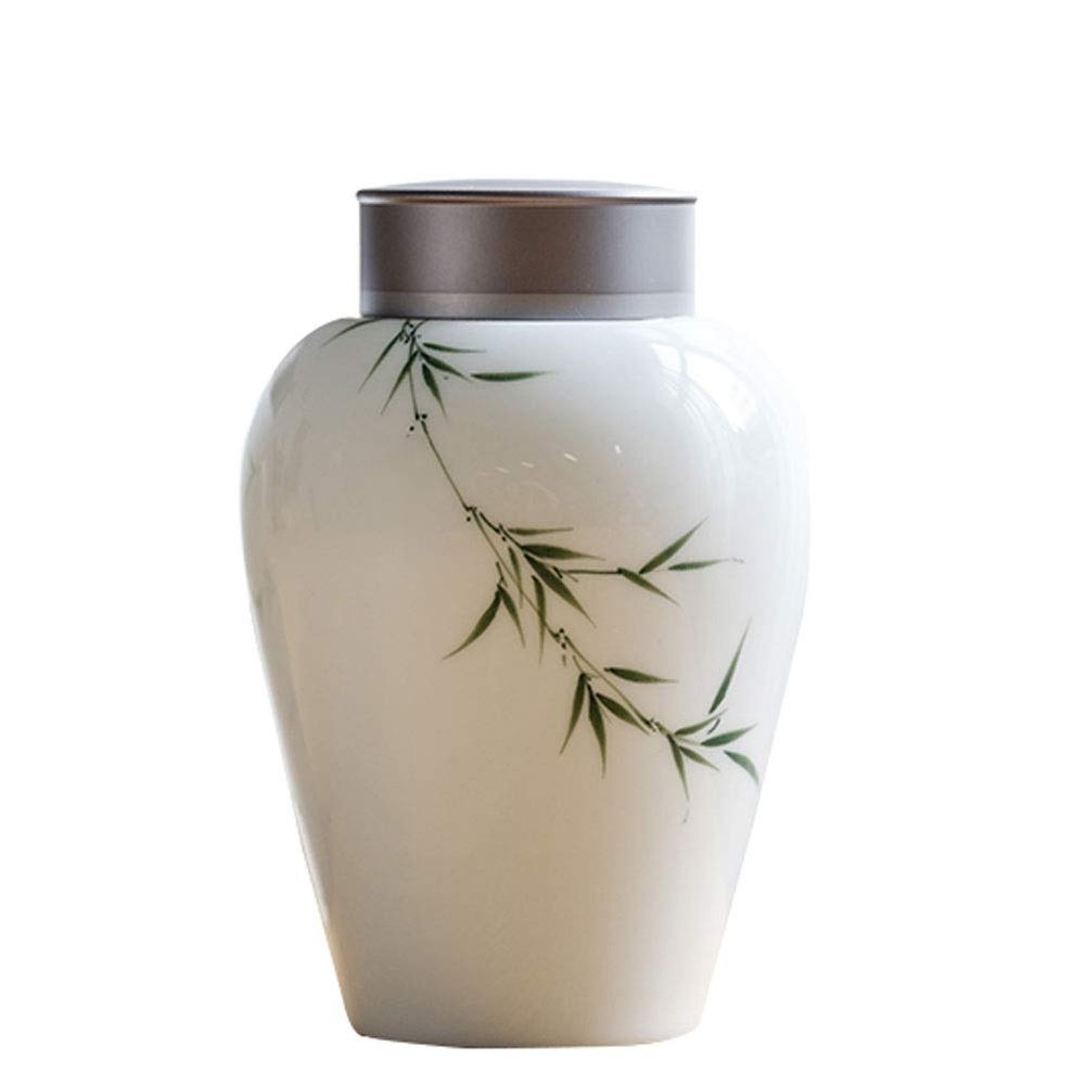 Cremation Urns Funeral Urn Keepsake Urns for Human Urns for Ashes Adult Mum Urns Caskets for Cremation Ashes Garden Urns and Planters Urns Cat Hand-painted Bamboo, Ceramics, Fired at 1300, Small Fres