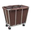 Commercial Laundry Cart with Wheels, 11.35 Bushel Large Laundry Tumbler with Removable Waterproof Canvas Lined Basket, Heavy Duty Stainless Steel Laundry Basket for Hotels and Hospitals view 1