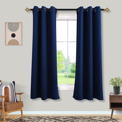 Mrs.Naturall 72 Inch Length Navy Blue Curtains for Bedroom 2 Panels Kids Blackout Thermal Insulated Grommet Drapes for Living Room Toddler Boys Decor 72 Inches Long