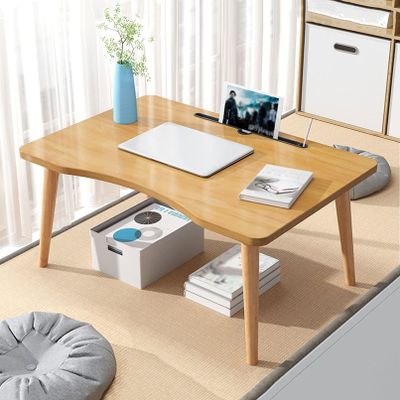 HORV Side Table for Living Room Coffee Table Simple Center Table and End Table with Pine Wood Legs, White