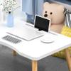 HORV Side Table for Living Room Coffee Table Simple Center Table and End Table with Pine Wood Legs, White view 2