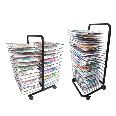 YSCMX Drying Rack, Mobile Classrooms, Art Studio, Mobile Drying Rack with Wire Shelves for Works of Art, Educational Product Drying Rack, Drying Easel, Black Powder Coated Finish