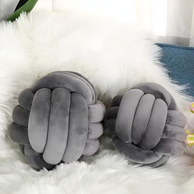 7UYUU Soft Knot Pillow Ball, Gray Throw Pillows for Bedroom Decorative Pillows for Bed Round Velvet Knot Pillow for Sofa Throw Knotted Pillow Cushion Home Decoratio (Dark Gray, Small 8.6 Inches)