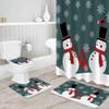 4PCS Bathroom Mat Sets, Funny Christmas Snowman Play Musical Instrument Bathroom Decor Shower Curtain Rugs Bath Mat Non-Slip Toilet Seat Cover Bathroom Mat view 3
