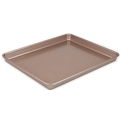 10 12 13 15 inches 2.5cm Height Shallow Rectangle Heavy Thick Golden Nonstick Carbon Steel Baking Pan Cookie Holder Oven Tray (13 inches)