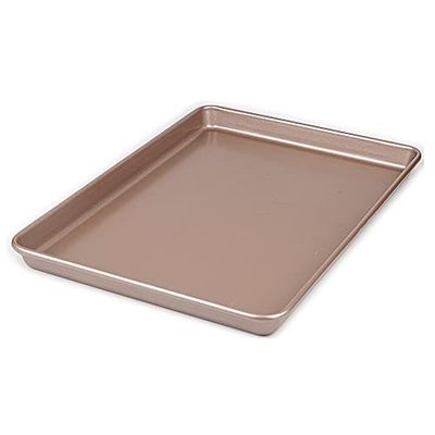 10 12 13 15 inches 2.5cm Height Shallow Rectangle Heavy Thick Golden Nonstick Carbon Steel Baking Pan Cookie Holder Oven Tray (12 inches)