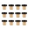 12 pack of Bar Top Corks, 19.5mm Neck Size Natural Bar Top Cork with Black Ribbed Plastic Top view 1
