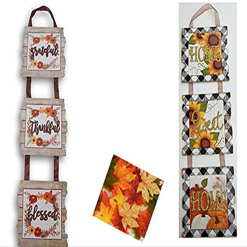 Spreading Love 2 You-Rustic Farmhouse Set Perfect for FallAutumn Decor. (2) Beautiful Glittery Hanging Signs. One Reads Home Sweet Home. Other Reads Grateful, Thankful, Blessed.Bonus-Maple Leaves