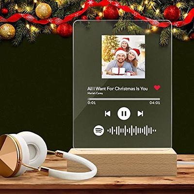 SOUFEEL Custom Acrylic Photo Album with Spotify Music Personalized Photo Album Cover Song Gift for Birthday Valentine's Day Wedding Anniversary