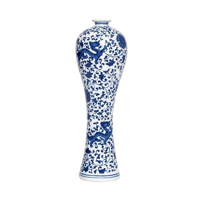 13" China Ceramic Vase Blue and White Porcelain Chinese Handmade Decorative Flower Vase for Living Room, Home Decor, Office, Table Centerpiece (lianhua)