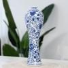 13" China Ceramic Vase Blue and White Porcelain Chinese Handmade Decorative Flower Vase for Living Room, Home Decor, Office, Table Centerpiece (lianhua) view 2