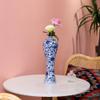 13" China Ceramic Vase Blue and White Porcelain Chinese Handmade Decorative Flower Vase for Living Room, Home Decor, Office, Table Centerpiece (lianhua) view 3