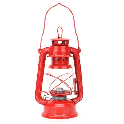 Oil Lamp, Kerosene Lamp with Iron and Glass Material Oil Lantern for Portable Outdoor Camping Lights (blue, Red)(Red)