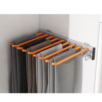LKP 14x12.8inch Sliding Pants Rack Beige/Black/Orange Closet Side Mounted Hanger for Hanging Pants Retractable Storage Rack for Wardrobe