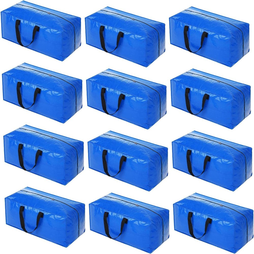 Acnusik Heavy Duty Moving Bags, Extra Large Storage Bags with Zippers Backpack, College Dorm Room Essentials, Moving Totes Clothing Storage Bins, Compatible with IKEA Frakta Cart (12pcs)