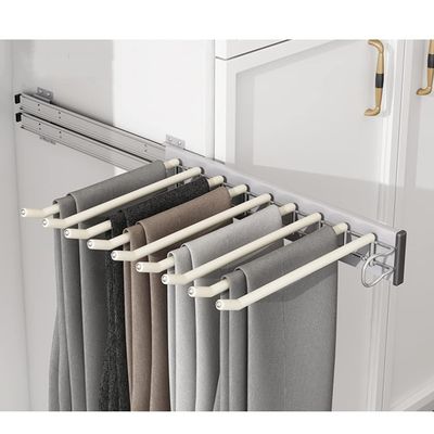 LKP 14x12.8inch Sliding Pants Rack Beige/Black/Orange Closet Side Mounted Hanger for Hanging Pants Retractable Storage Rack for Wardrobe